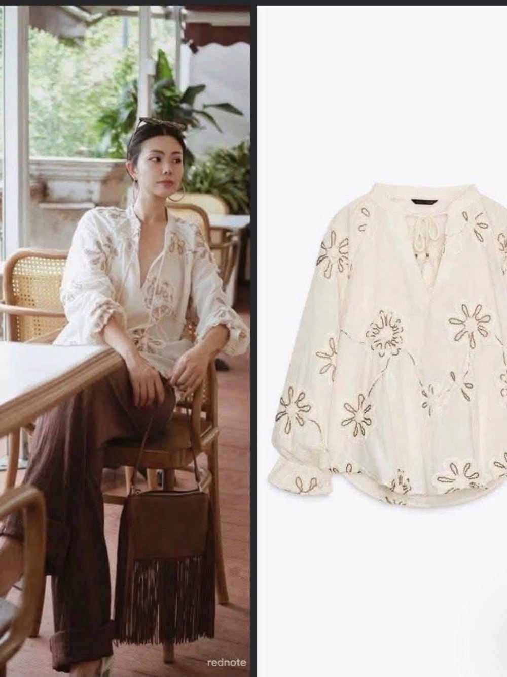 Zara floral embroidered blouse 8741/038